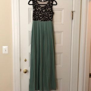 NWT Maternity Maxi Dress - black lace and green